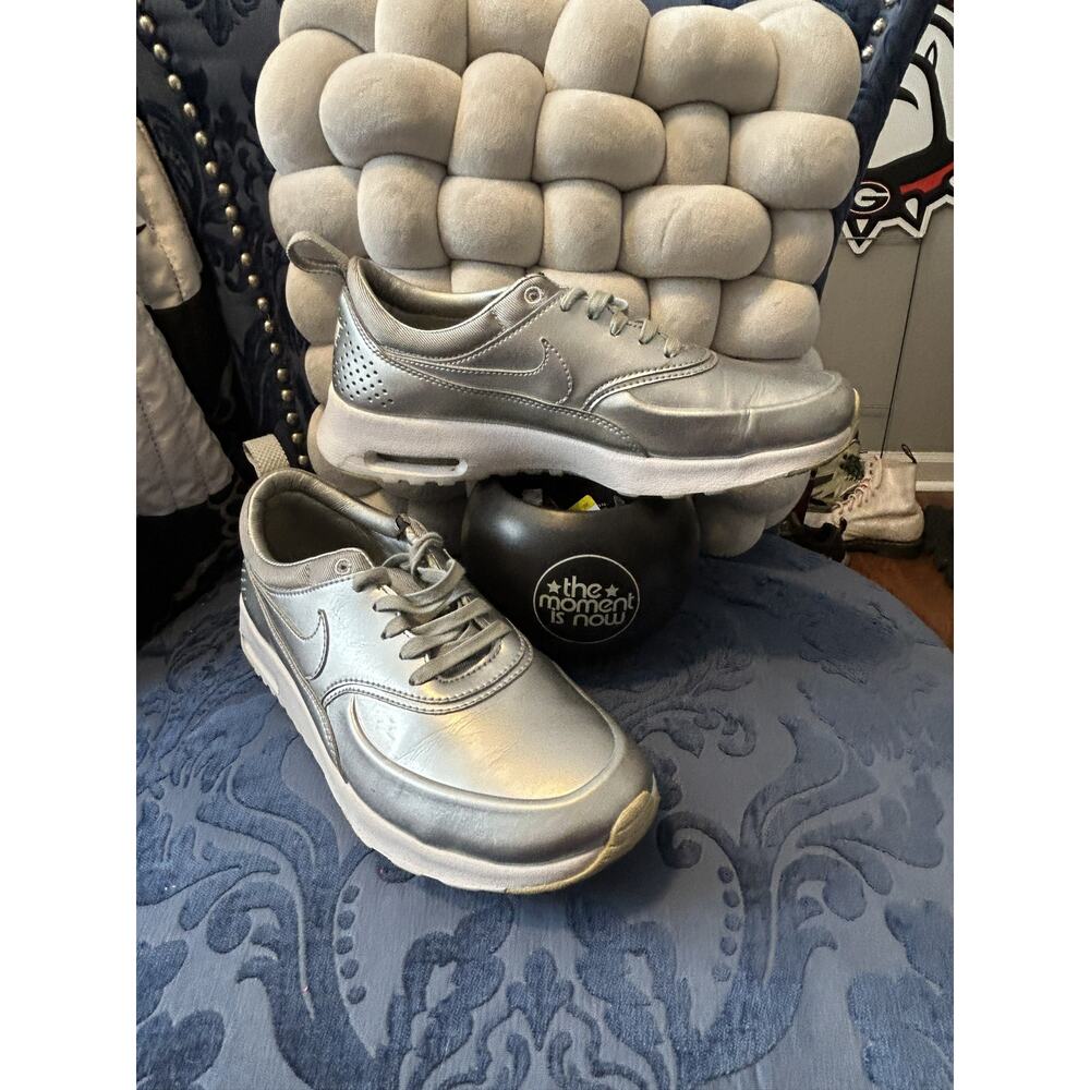 Nike Thea Metallic Silver Sneakers Size 7/EU 38